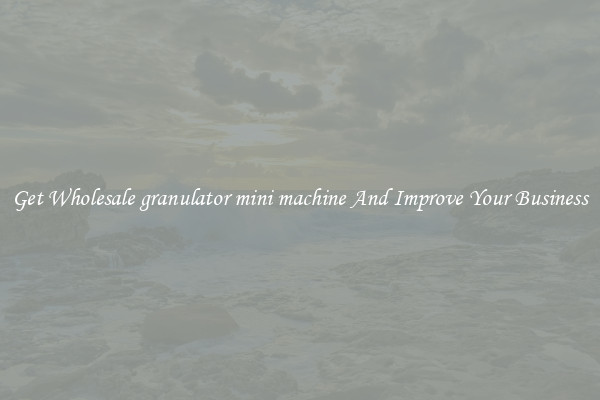 Get Wholesale granulator mini machine And Improve Your Business